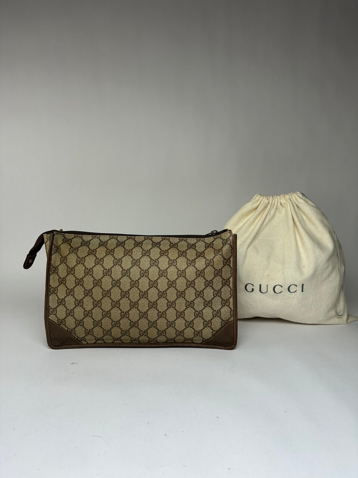 Vintage Gucci GG Plus Flap Crossbody Bag Late 1970s Beige Brown