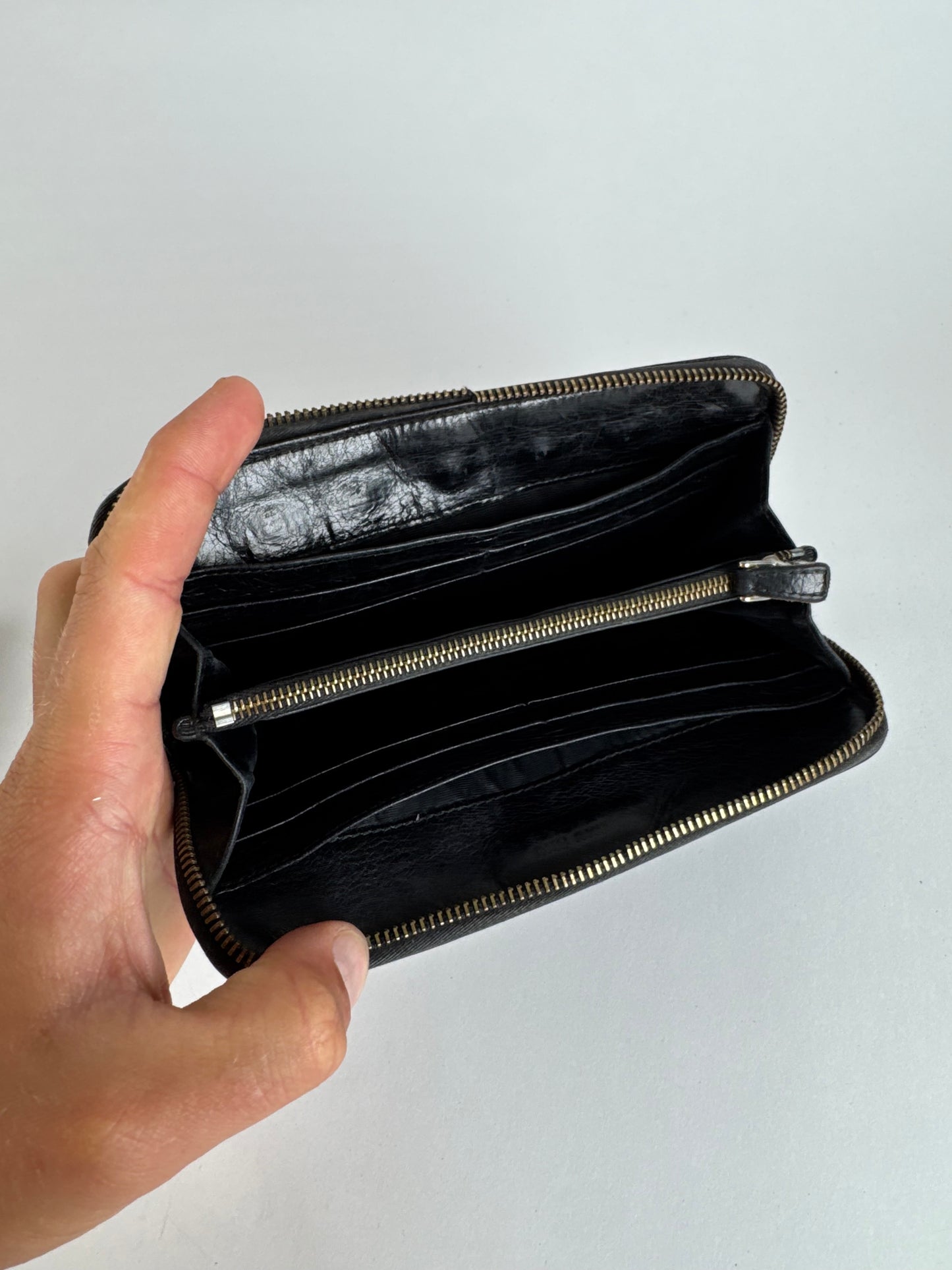 Vintage Miu Miu Patent Leather Wallet studded black zippy defect