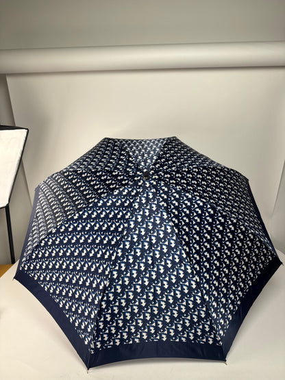 Vintage Dior Oblique Monogram Umbrella Navy White
