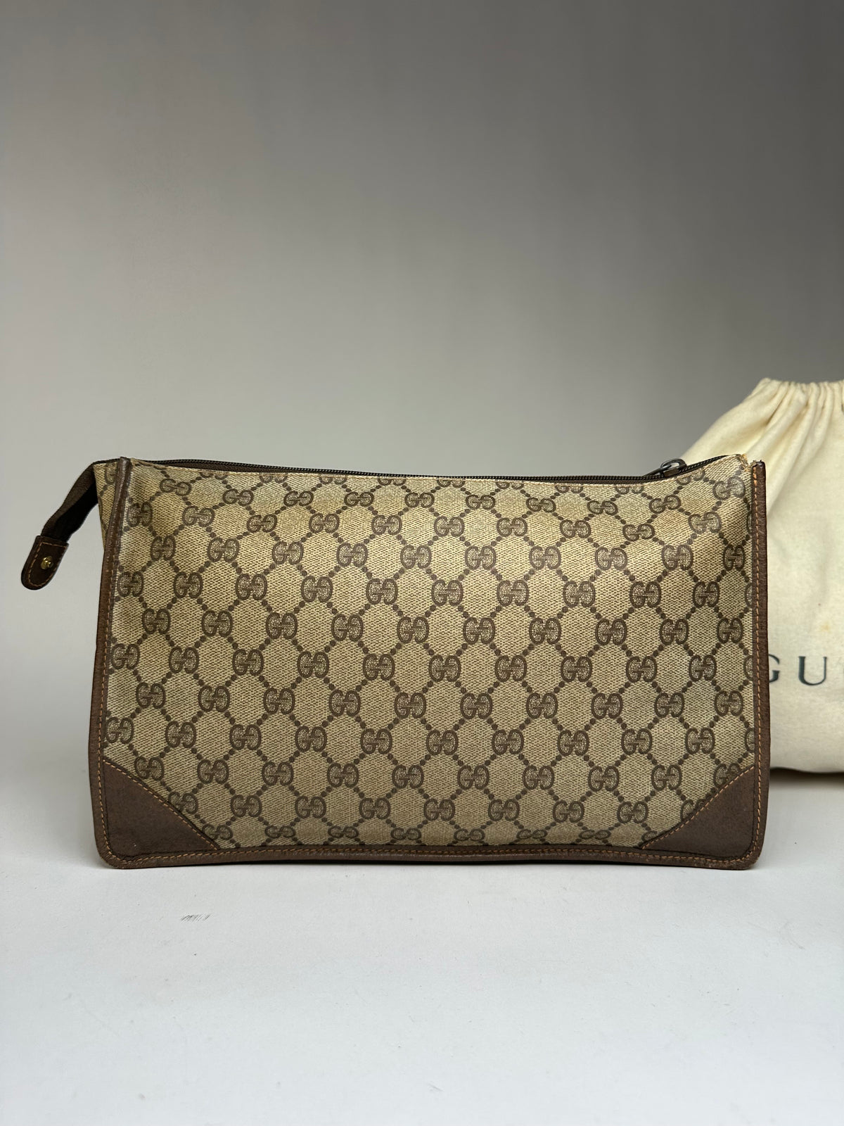 Vintage Gucci GG Plus Flap Crossbody Bag Late 1970s Beige Brown