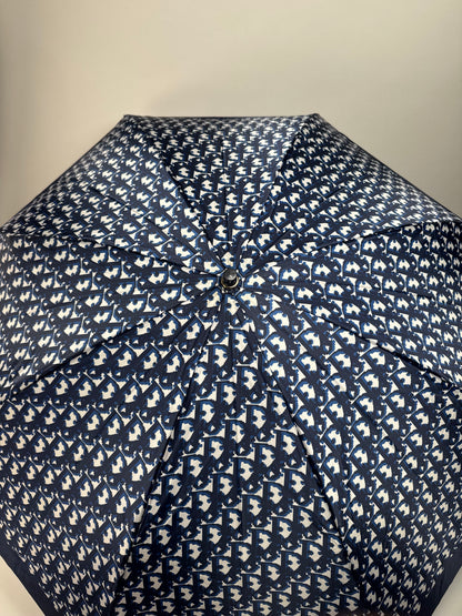 Vintage Dior Oblique Monogram Umbrella Navy White