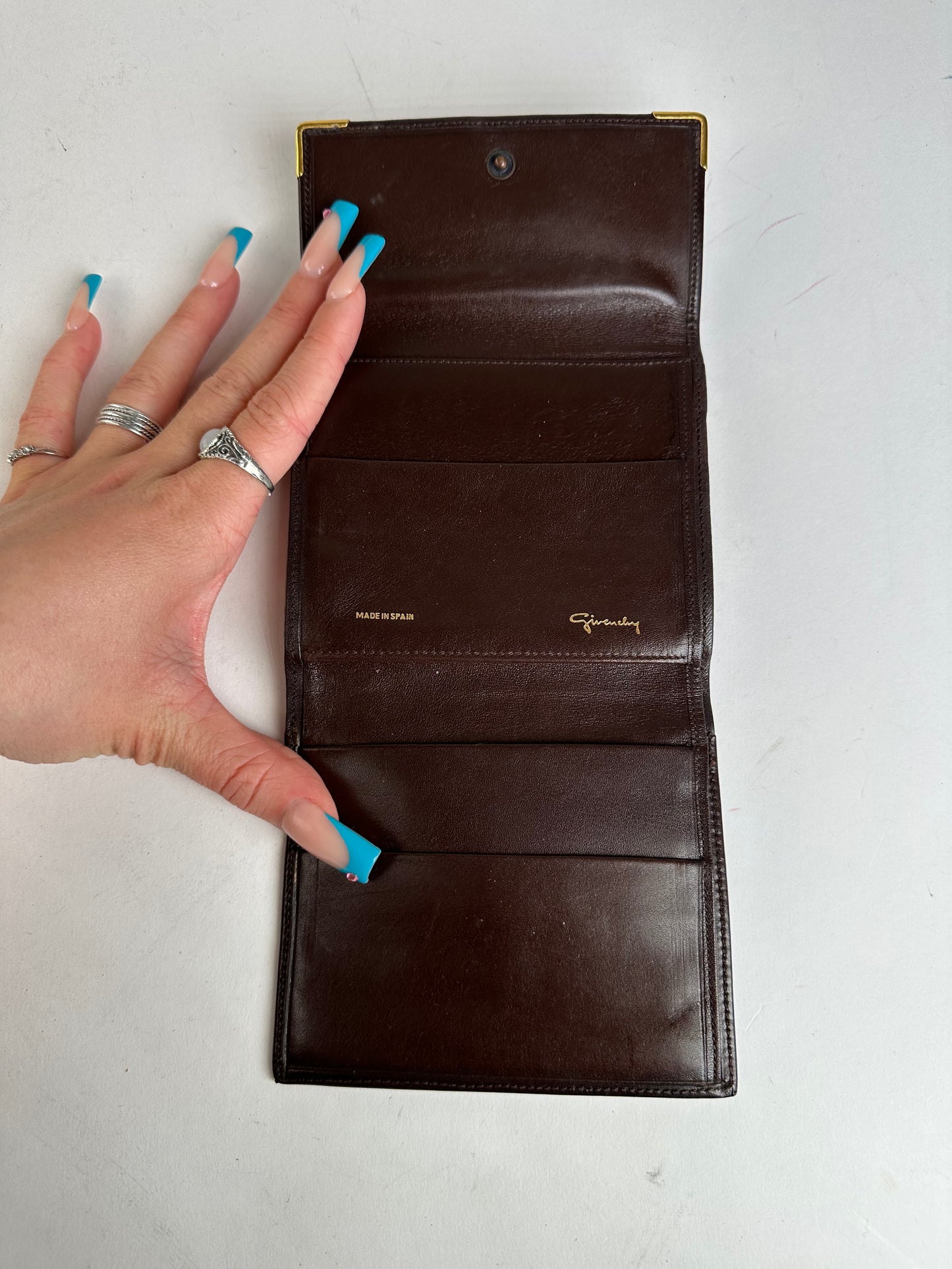 Vintage Givenchy Brown Leather Wallet with Gold Logo