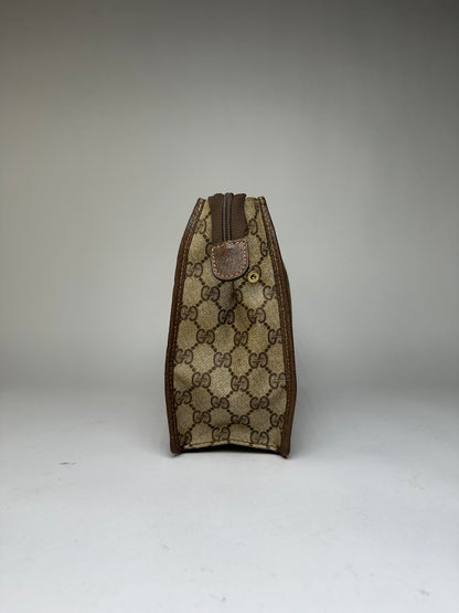 Vintage Gucci GG Plus Flap Crossbody Bag Late 1970s Beige Brown
