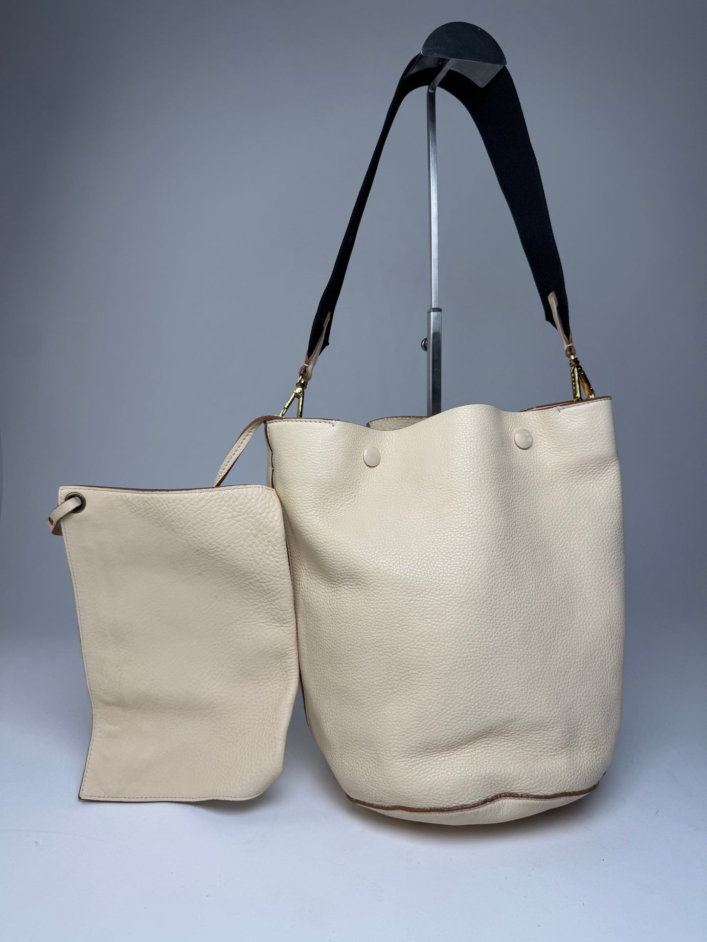 Vintage Marni Leather Bucket Bag Beige Black