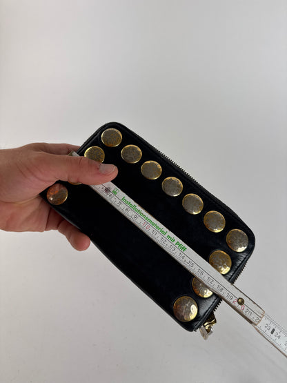 Vintage Miu Miu Patent Leather Wallet studded black zippy defect