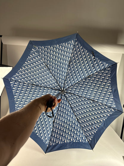 Vintage Dior Oblique Monogram Umbrella Navy White