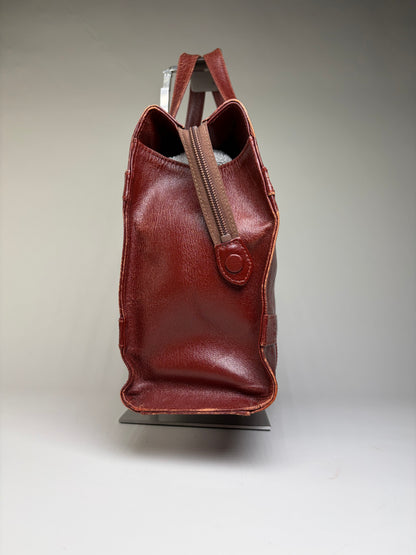 Vintage Givenchy Embossed Leather Structured Bag Burgundy Gold