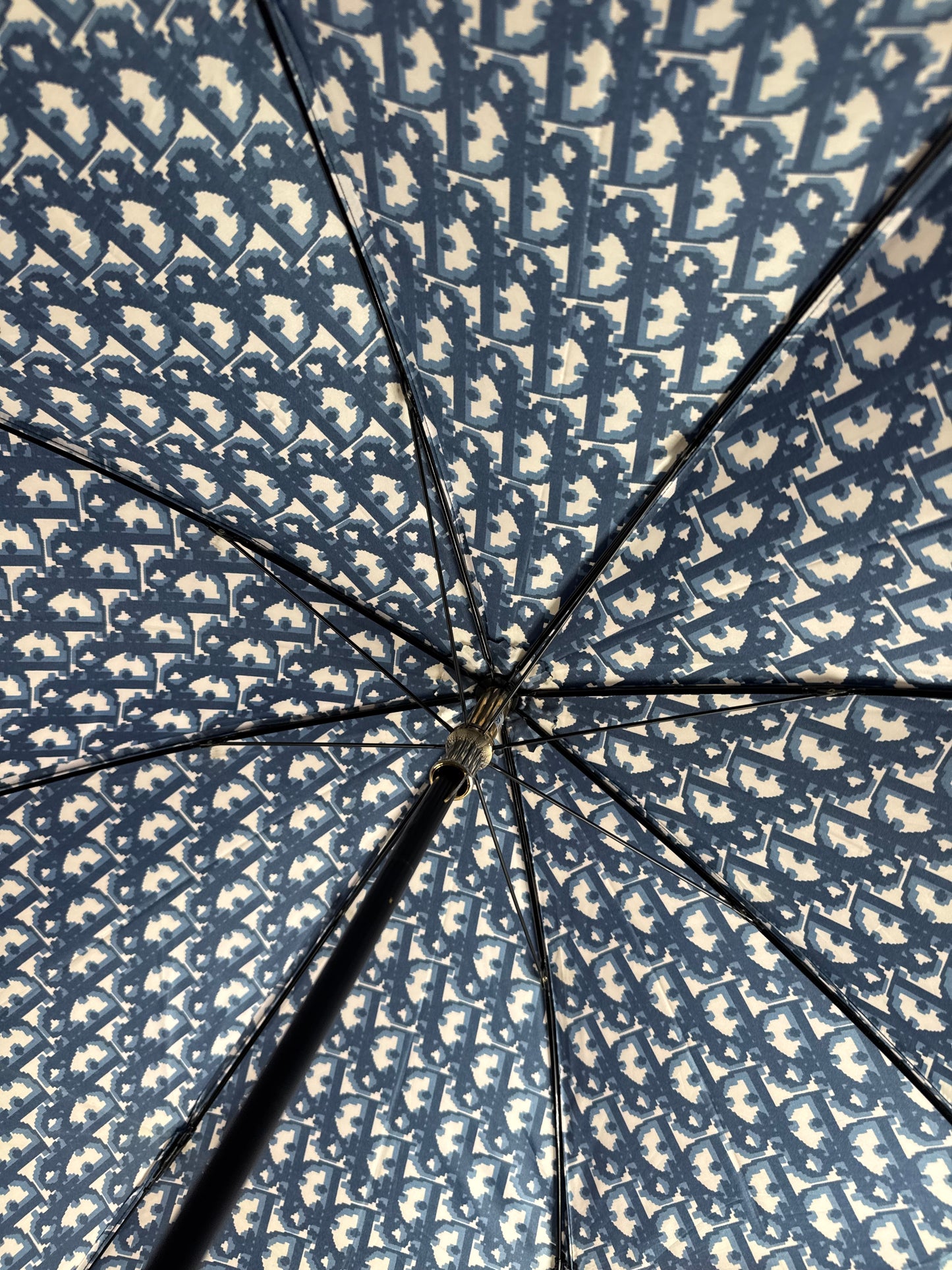 Vintage Dior Oblique Monogram Umbrella Navy White