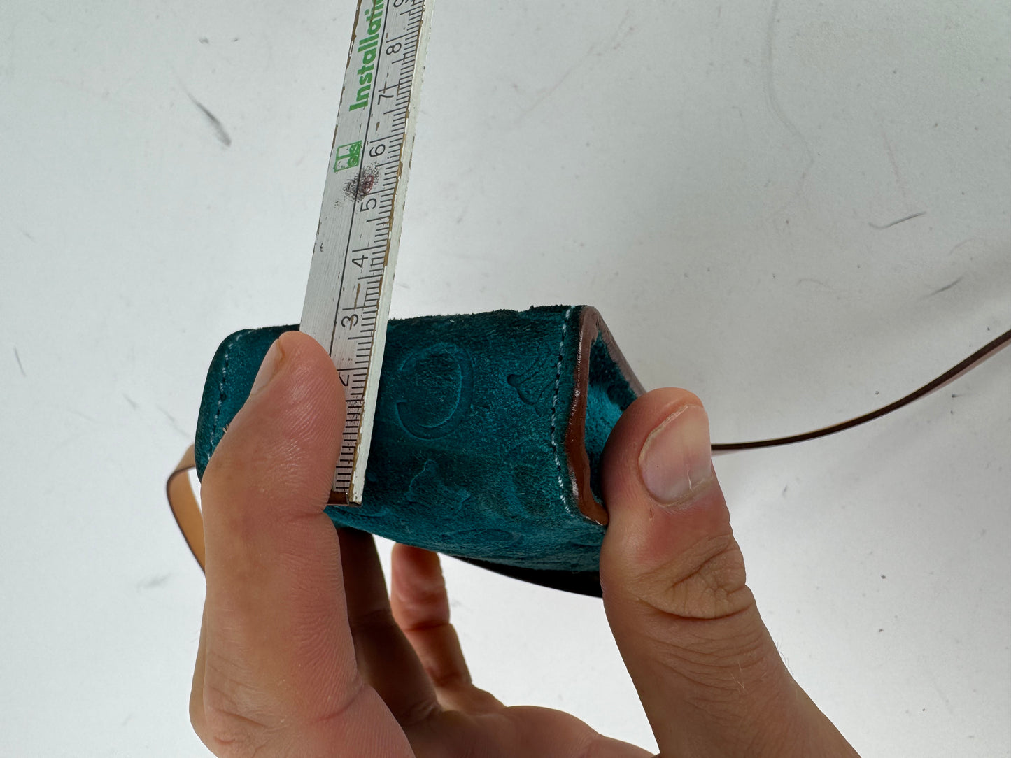 Vintage Celine Velour Leather Crossbody Bag Blue Brown