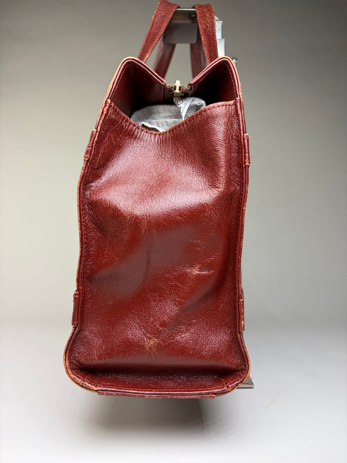 Vintage Givenchy Embossed Leather Structured Bag Burgundy Gold