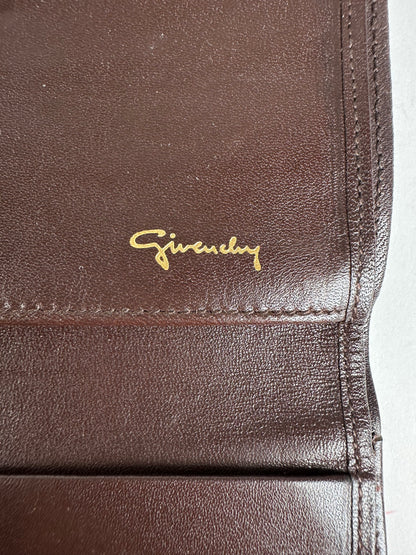 Vintage Givenchy Brown Leather Wallet with Gold Logo