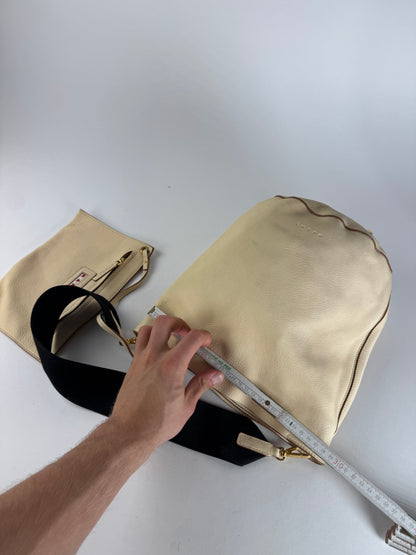 Vintage Marni Leather Bucket Bag Beige Black