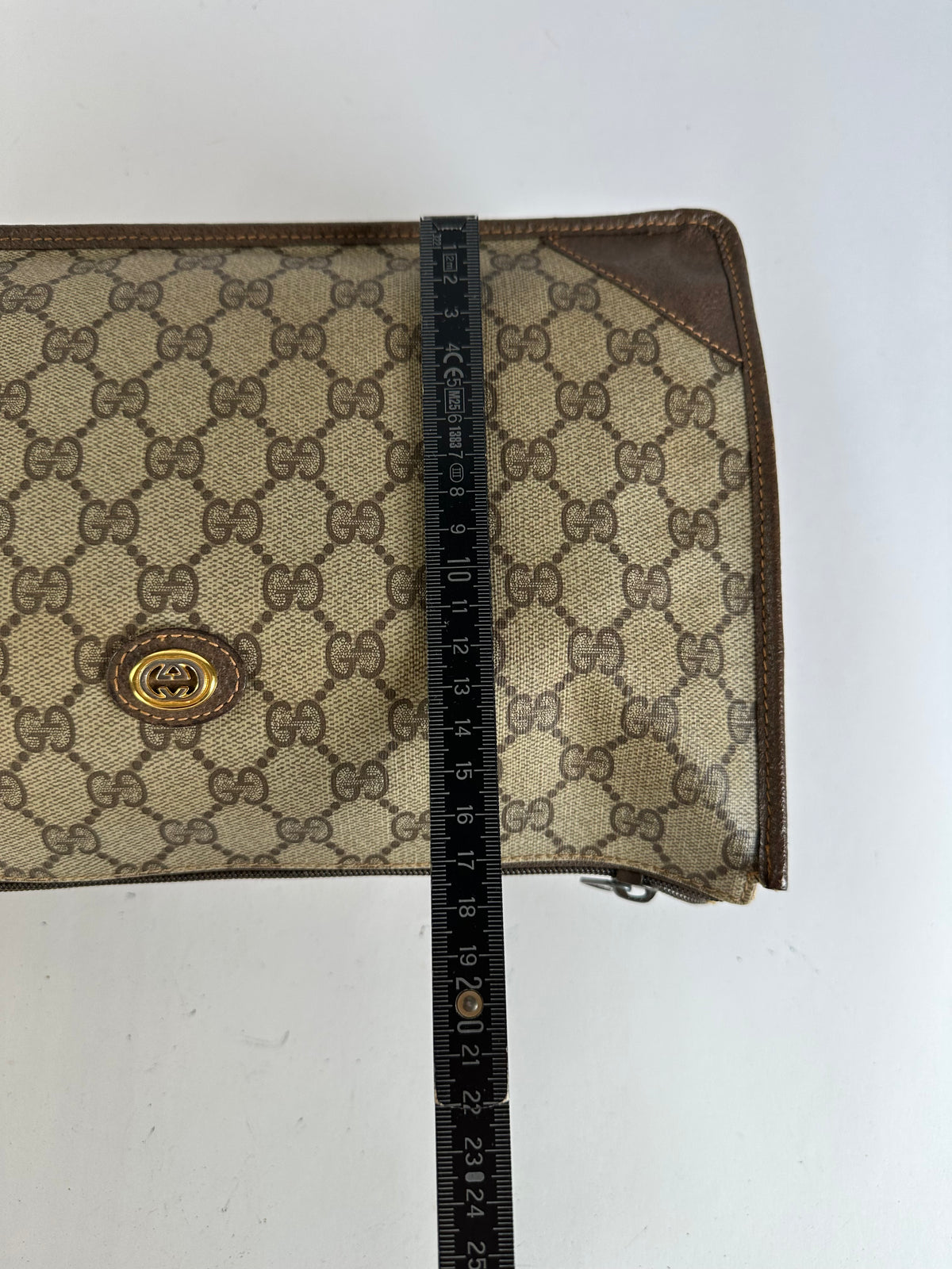 Vintage Gucci GG Plus Flap Crossbody Bag Late 1970s Beige Brown