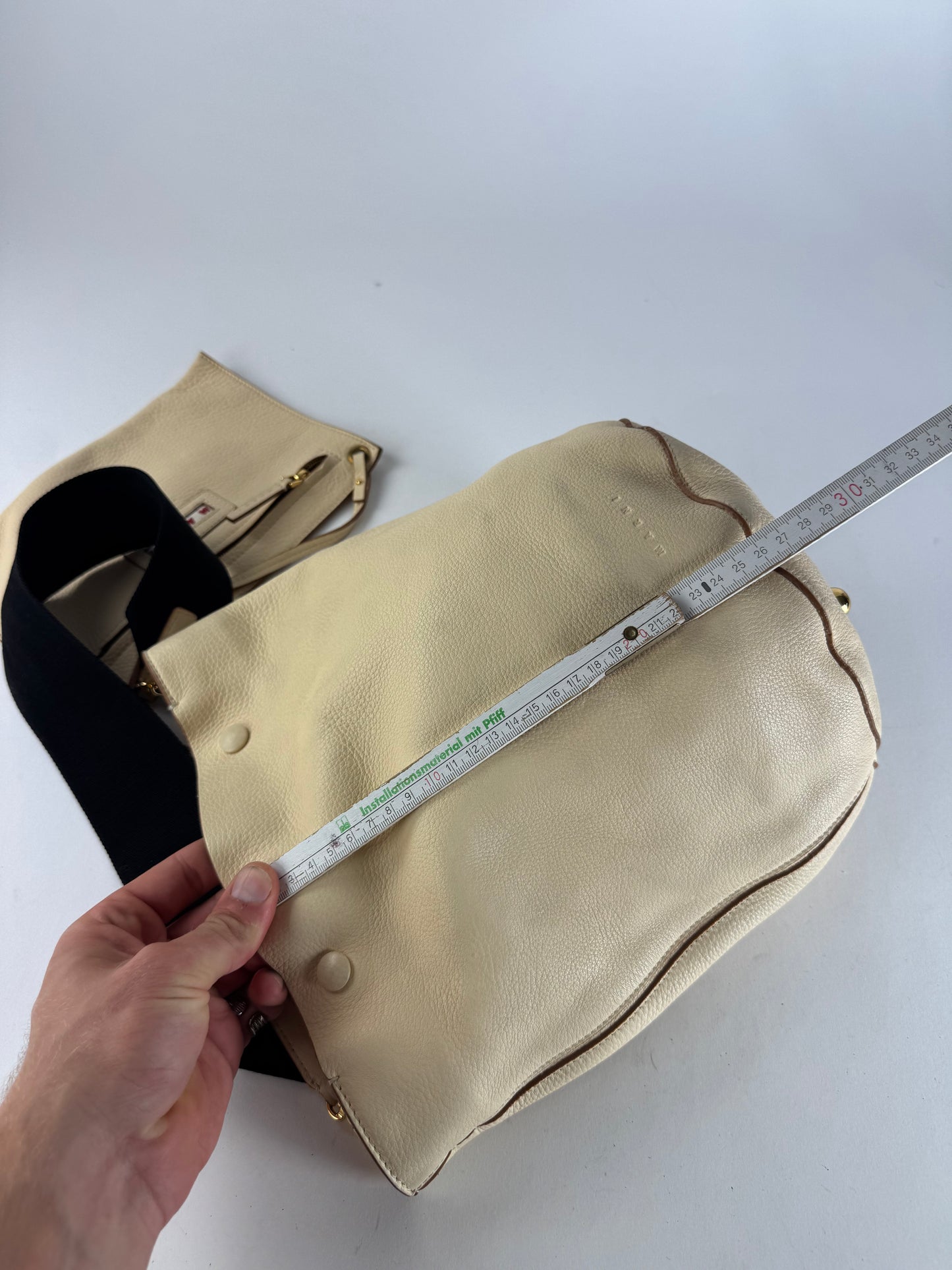 Vintage Marni Leather Bucket Bag Beige Black