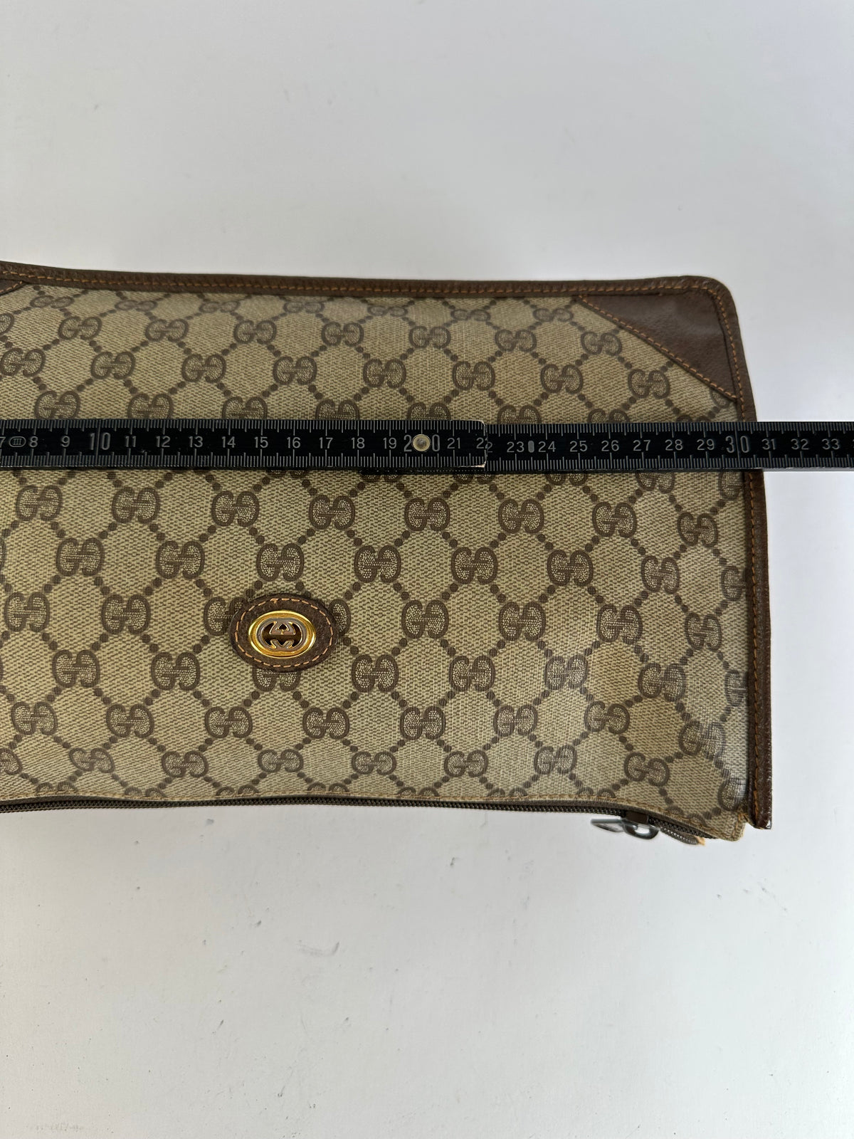 Vintage Gucci GG Plus Flap Crossbody Bag Late 1970s Beige Brown