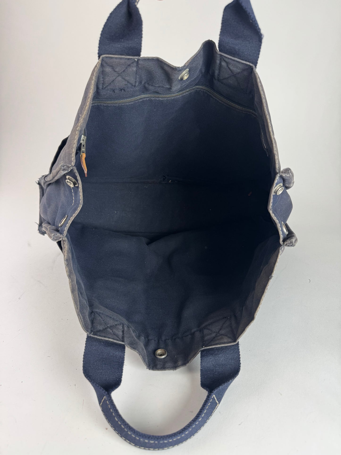 Vintage Hermes Canvas Tote Bag Navy
