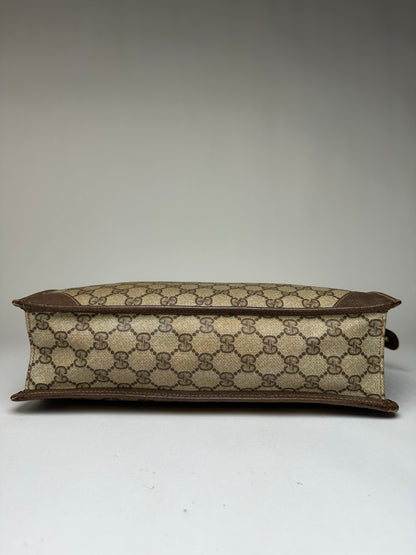 Vintage Gucci GG Plus Flap Crossbody Bag Late 1970s Beige Brown