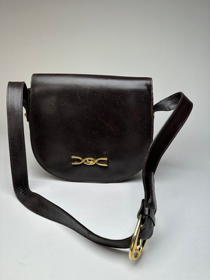 Vintage Celine Paris Leather Shoulder Bag Black
