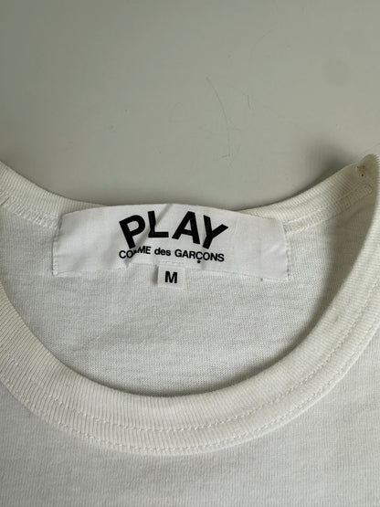 Vintage Comme des Garçons Play Heart Logo T-Shirt White Red M