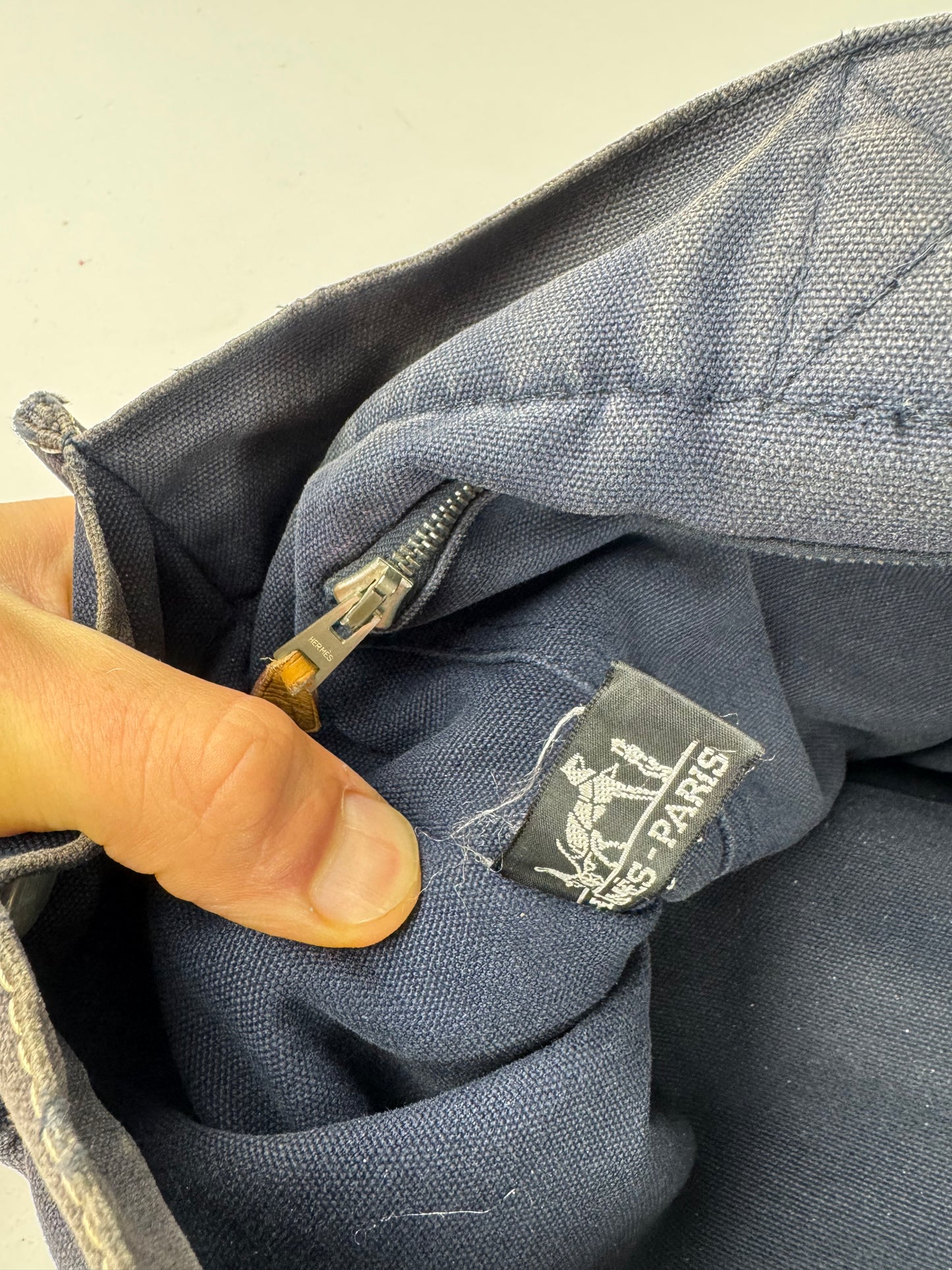 Vintage Hermes Canvas Tote Bag Navy