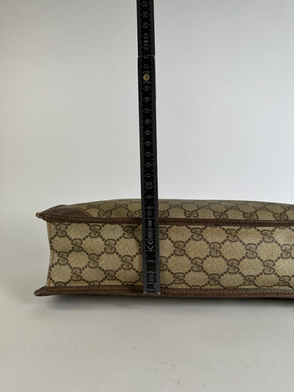 Vintage Gucci GG Plus Flap Crossbody Bag Late 1970s Beige Brown