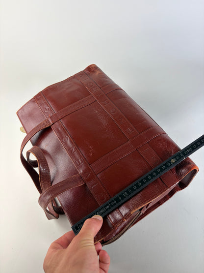 Vintage Givenchy Embossed Leather Structured Bag Burgundy Gold
