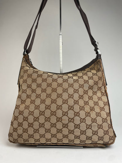 Vintage Gucci Monogram 2Way Bag Beige Brown
