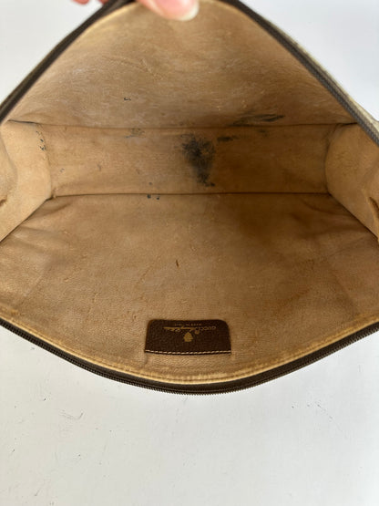 Vintage Gucci GG Plus Flap Crossbody Bag Late 1970s Beige Brown