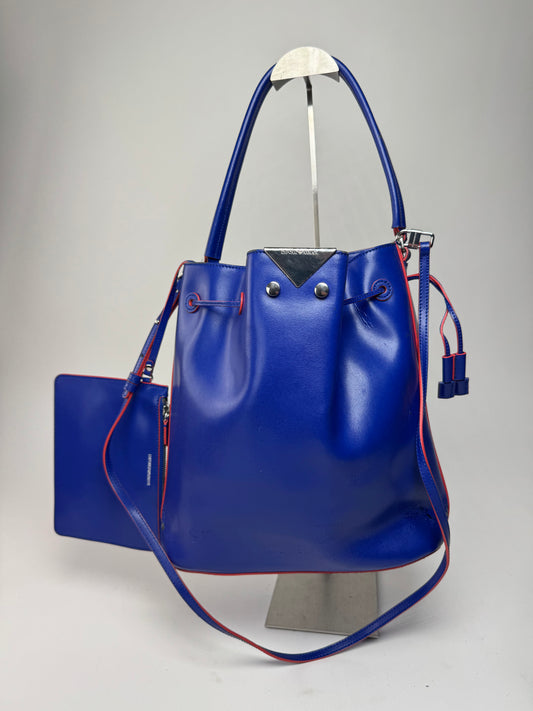 Vintage Emporio Armani 2Way Bucket Bag Blue Red