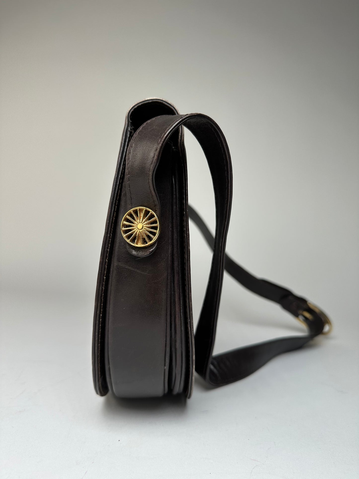 Vintage Celine Paris Leather Shoulder Bag Black
