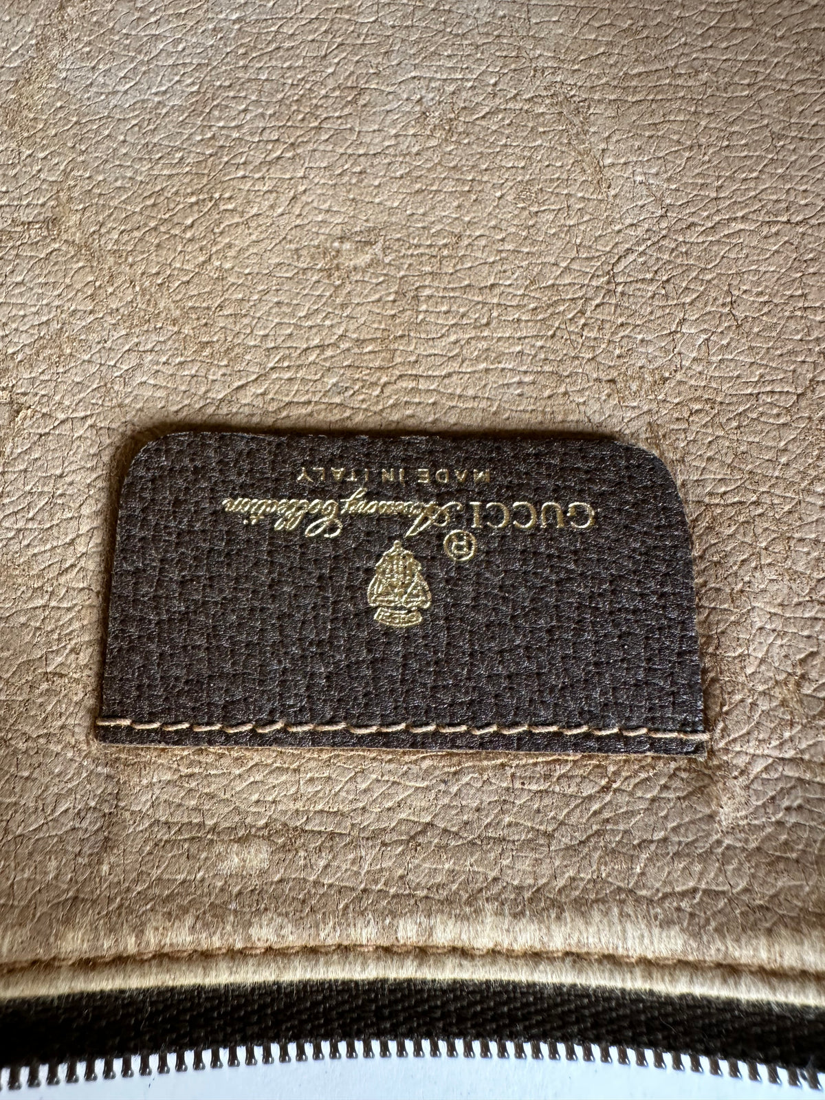 Vintage Gucci GG Plus Flap Crossbody Bag Late 1970s Beige Brown