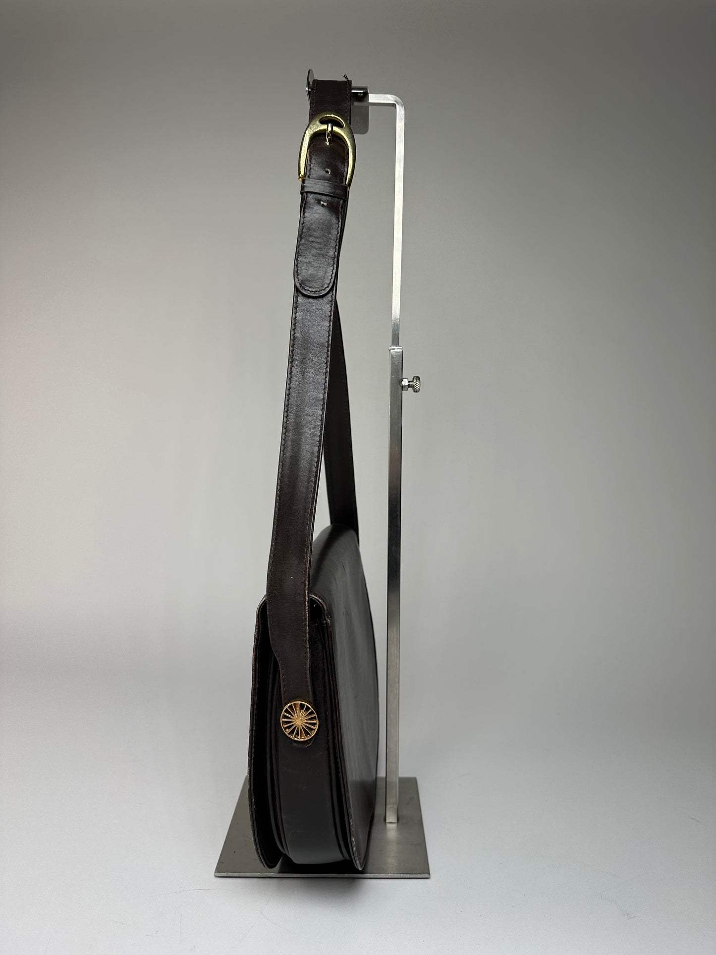 Vintage Celine Paris Leather Shoulder Bag Black
