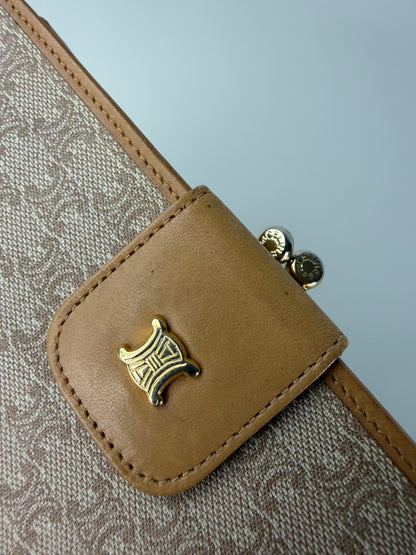 Vintage Celine Monogram Canvas Bifold Wallet Beige Brown