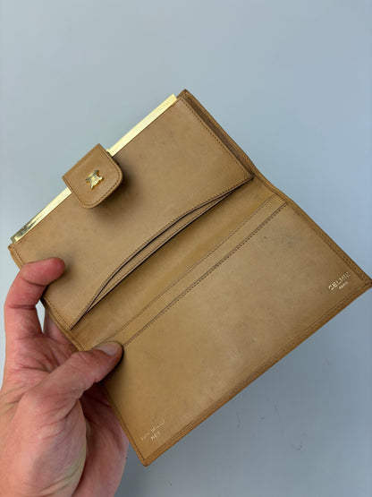 Vintage Celine Monogram Canvas Bifold Wallet Beige Brown