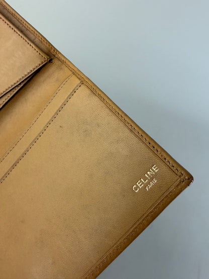 Vintage Celine Monogram Canvas Bifold Wallet Beige Brown