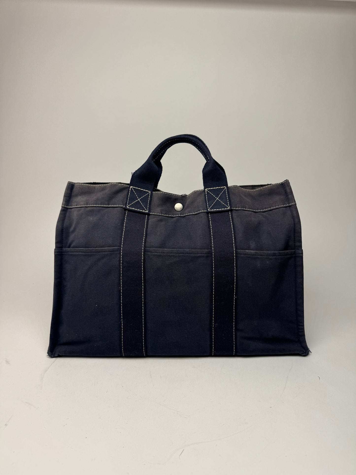 Vintage Hermes Canvas Tote Bag Navy