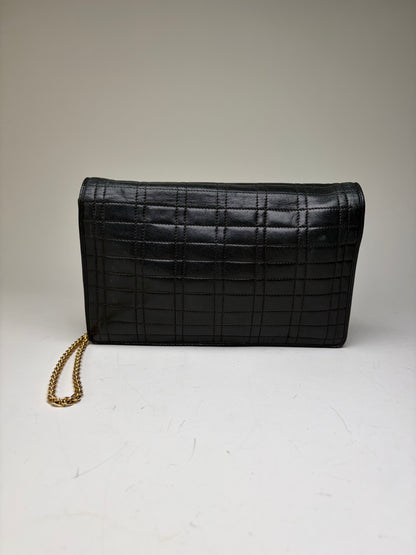 Vintage Pucci Leather Clutch Bag Black Gold-tone Chain