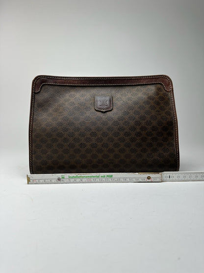 Pochette vintage Celine Paris en cuir monogramme marron