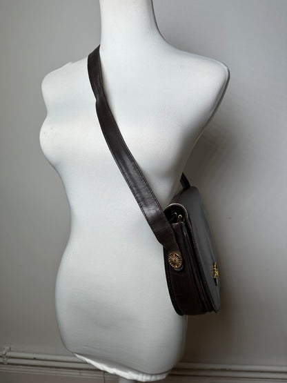 Vintage Celine Paris Leather Shoulder Bag Black