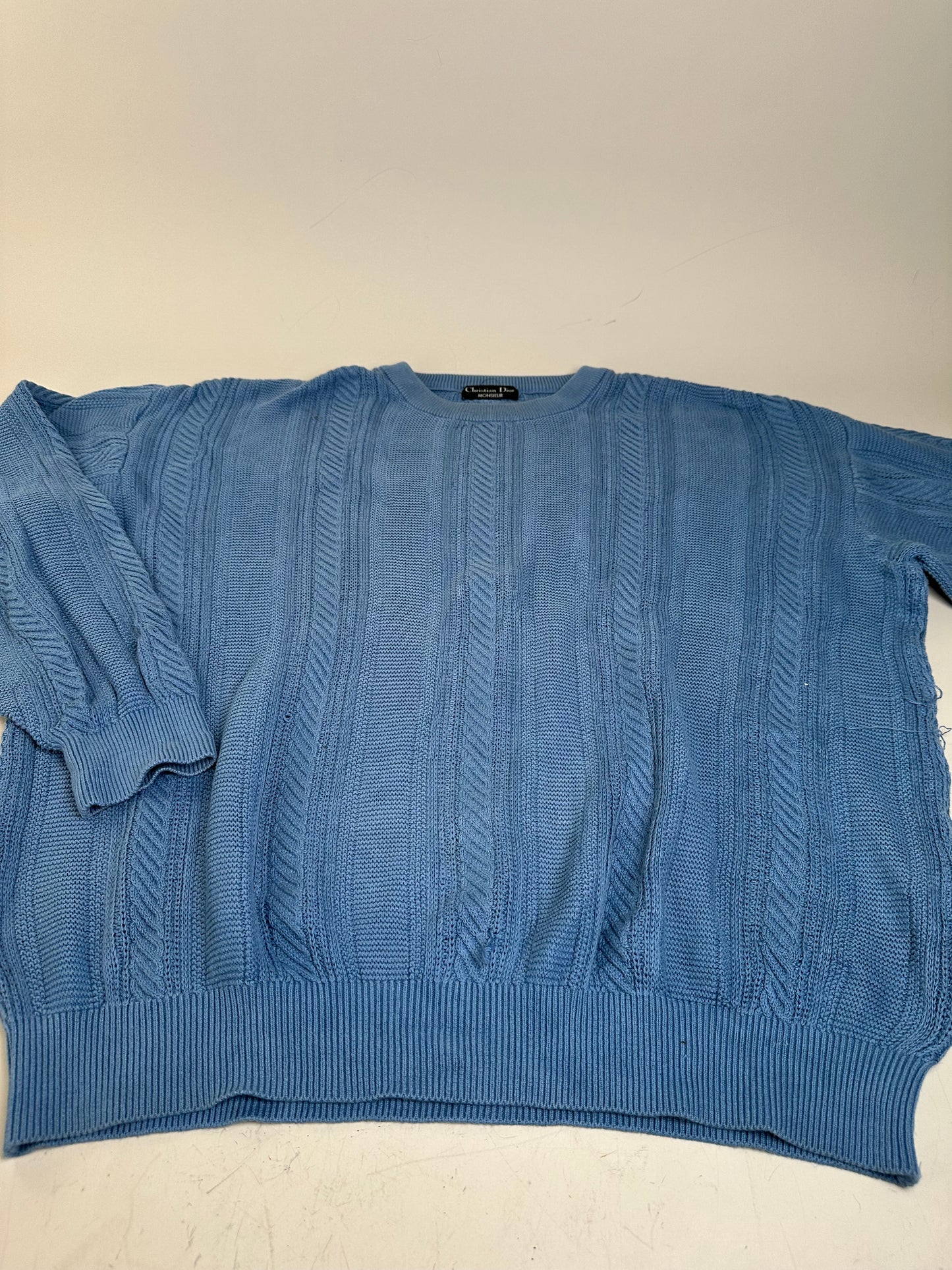 Vintage Dior Men's Cotton Sweater Light Blue XL