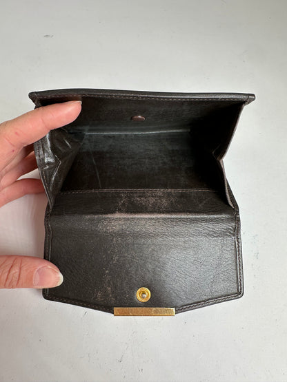 Vintage Loewe Grained Leather Bifold Wallet Late 1990s Dark Brown