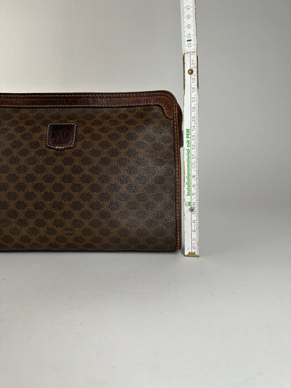Pochette vintage Celine Paris en cuir monogramme marron