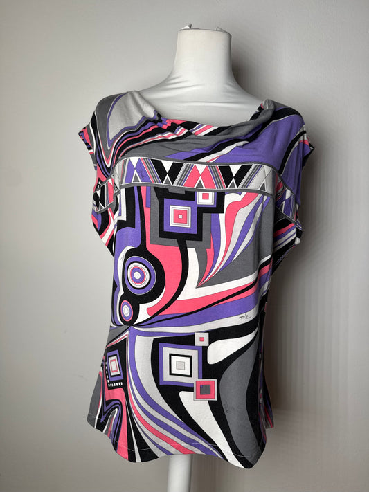 Vintage Emilio Pucci Abstract Multicolor Top XL