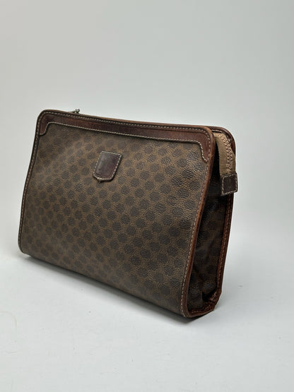 Pochette vintage Celine Paris en cuir monogramme marron