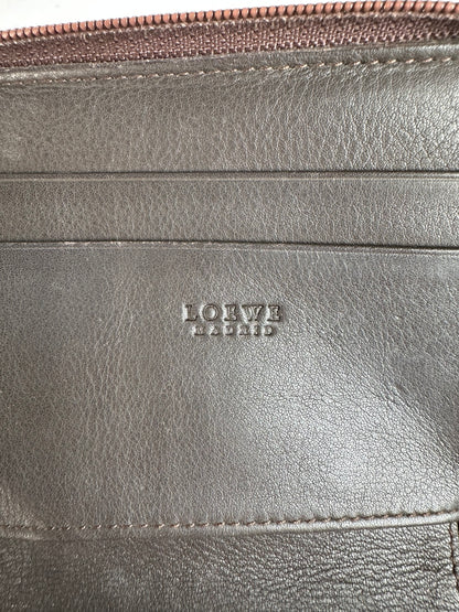 Vintage Loewe Grained Leather Bifold Wallet Late 1990s Dark Brown