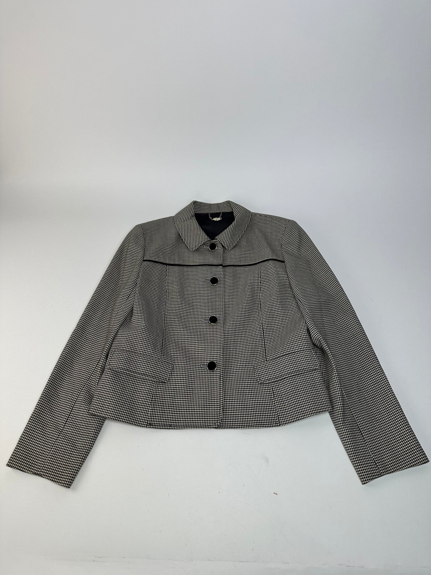 Vintage Courreges Wool Checked Blazer / Grey Black M
