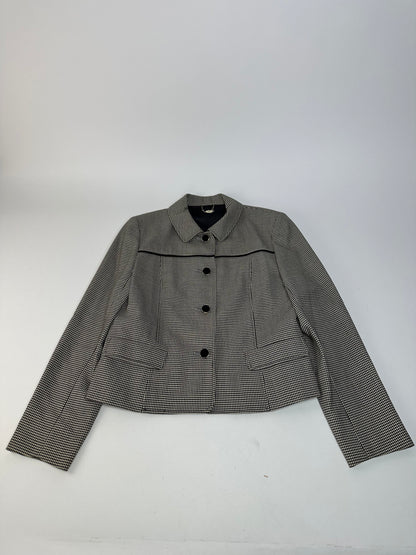 Vintage Courreges Wool Checked Blazer / Grey Black M