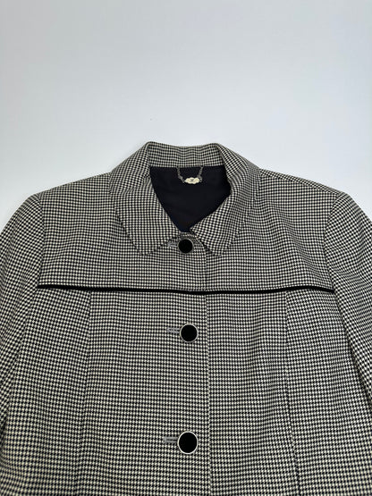 Vintage Courreges Wool Checked Blazer / Grey Black M