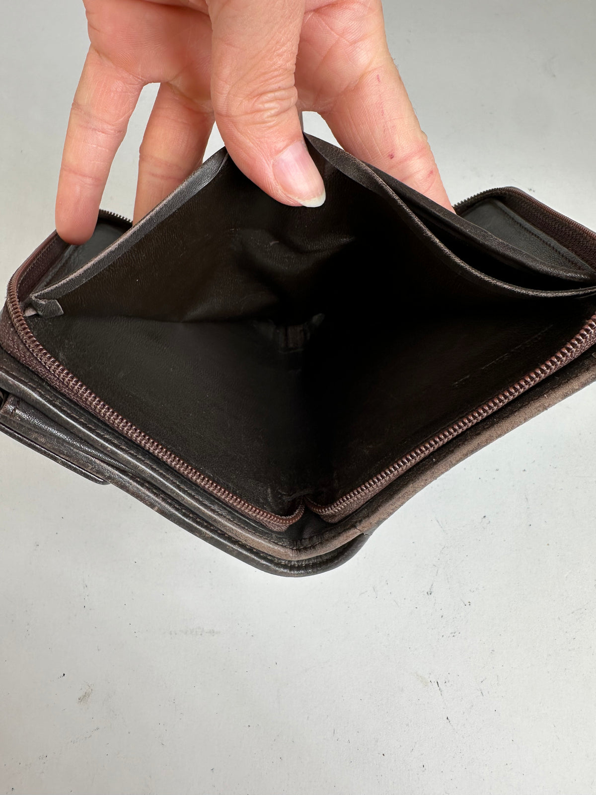 Vintage Loewe Grained Leather Bifold Wallet Late 1990s Dark Brown