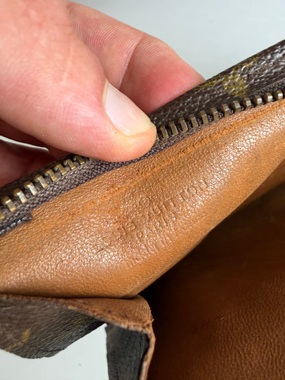 Vintage Louis Vuitton Monogram Canvas Clutch Brown Gold